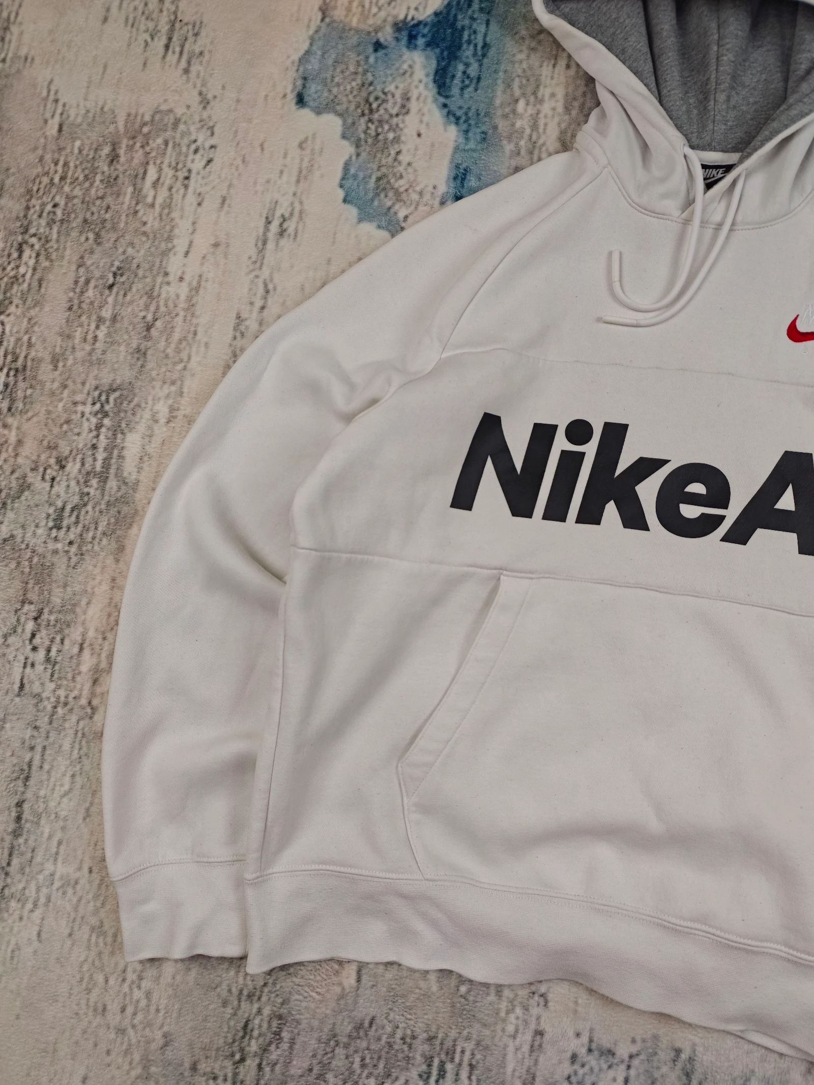 Moletom com capuz Nike Air branco cinza forrado Streetwear Y2K tamanho M – photo 3